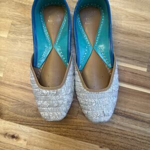Fizzy And Goblet Shoes Silver And Teal Leather Bottom Size 6‎ Artistic